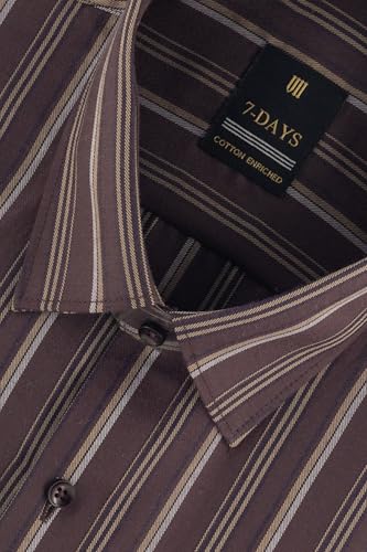 Image of 7-DAYS Men's Premium Striped Formal Shirt - Cotton Rich, Regular Fit, Full Sleeve, with Pocket, Wrinkle Resistant - Stylish Office & Everyday Wear.