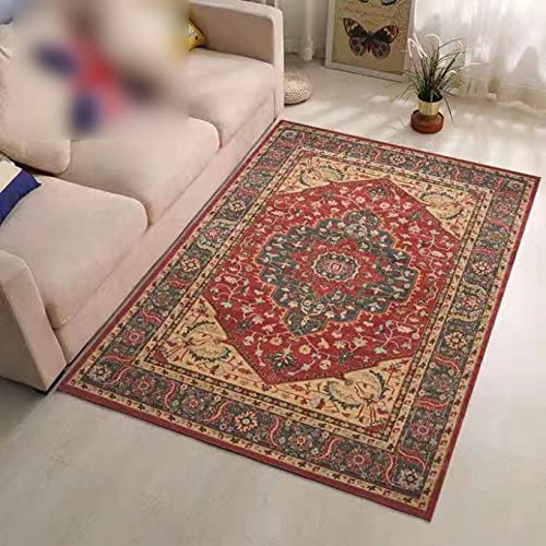 JITIFA 屋内 室内 用 玄関マット ジオメト ラグ 洗える ラグマット 西海岸 カーペット 北欧 80*160cm マイクロファイバー 絨毯 風 カラー ビンテージ 防音 通気性 除菌 ペルシャじゅうたん 滑り止め 柔らかい 丸洗いOK 赤 緑 青色