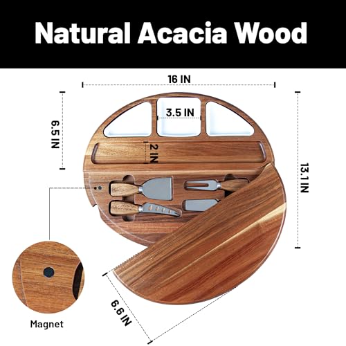 Kiteiscat Acacia Wood Cheese Board Set thumb #1