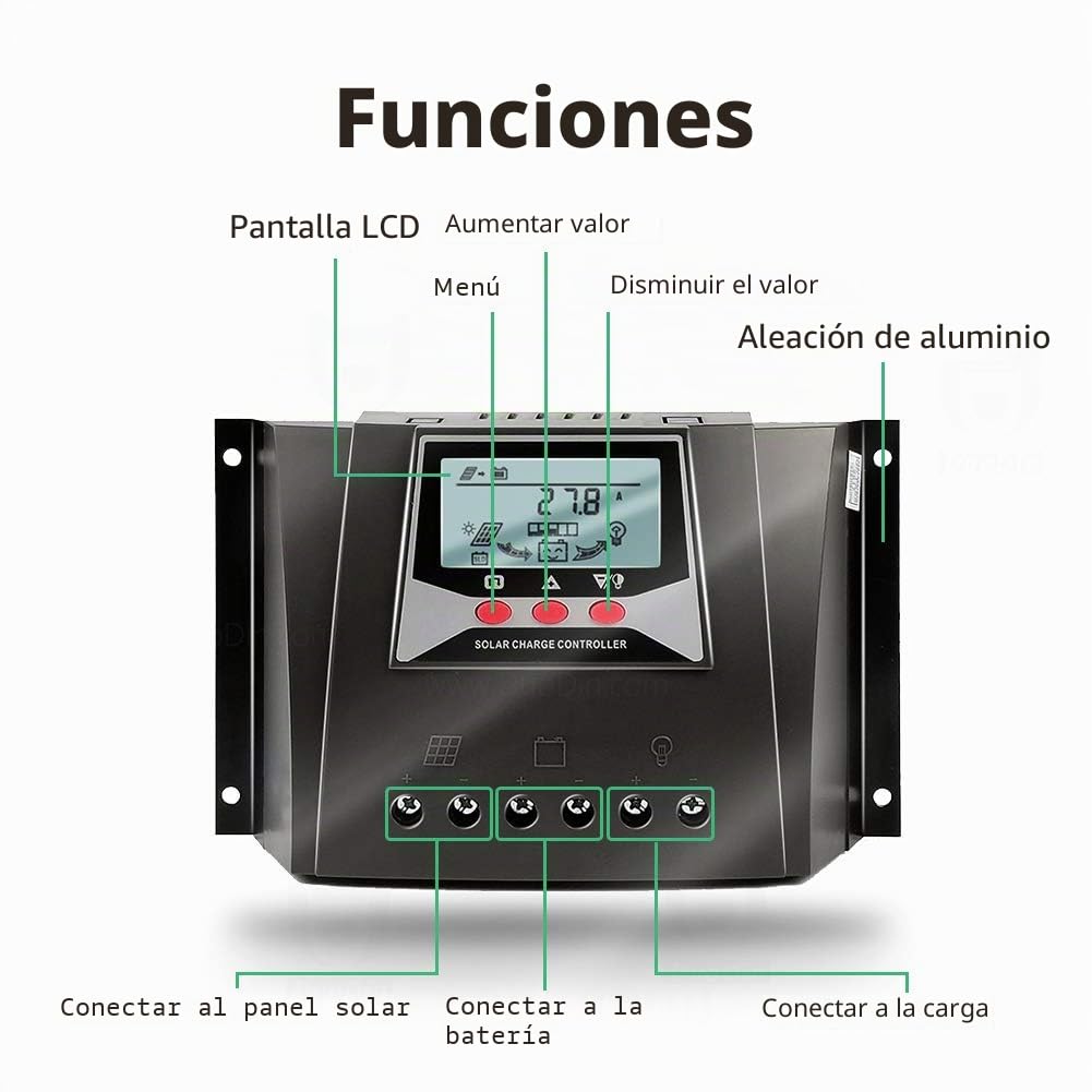 SolaMr 60A Controlador Solar de Carga 12V/24V/36V/48V Voltaje de Identificación Automática Regulador Inteligente con Pantalla LCD para Sistemas Solares Domésticos - WP6048D