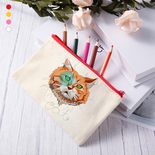 Image of Reginary 80 Pack Canvas Zipper Makeup Bags Bulk Pencil Pouches Blank DIY Craft Canvas Cosmetic Bag Pouch with Zipper for Makeup Cosmetic Toiletry Stationary Storage (Natural with 4 Colorful Zippers)
