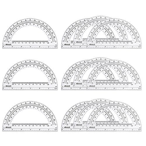 eBoot 12 Pack Plastic Protractors 180 Degrees, 6 Inches, Clear