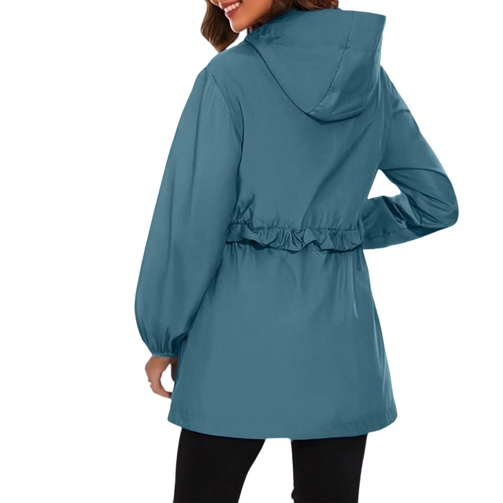 Generisch Poncho de lluvia para mujer, chaqueta para exteriores, chubasquero con capucha para deportes y actividades, cortavientos ligero para todas las condiciones climáticas