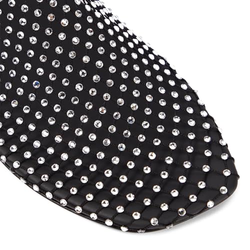 Arqa Crystals Mesh Flats for Women Rhinestone-Embellished Fishnet Sock Ballet Flat Shoes Comfort Casual Ballerina Shoes3