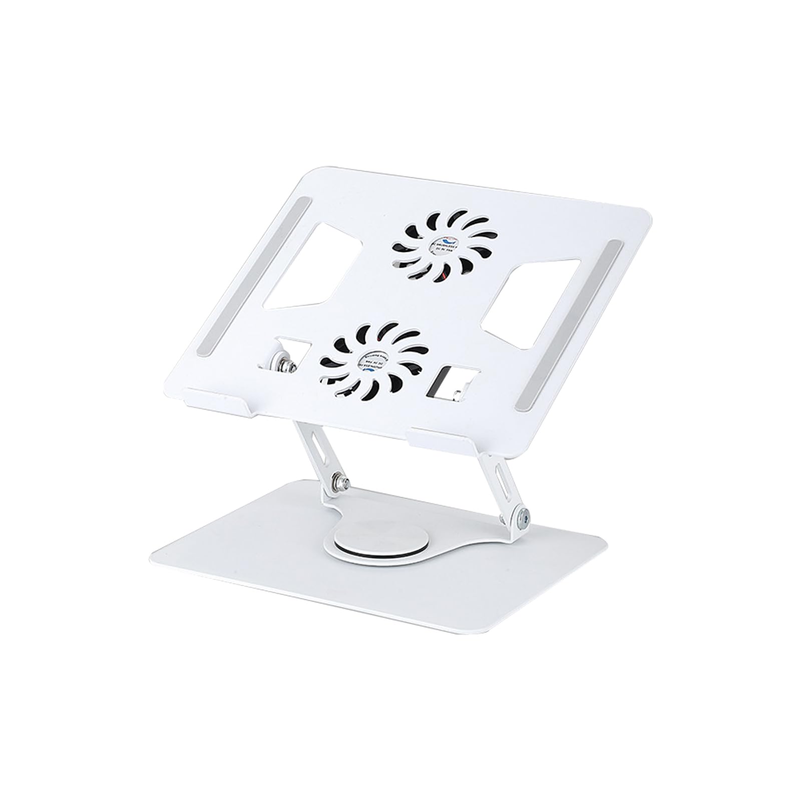 Supporto per computer portatile, girevole a 360°, raffreddamento ventola, pieghevole, in lega di alluminio, adatto per computer portatili fino a 17,3" (bianco)