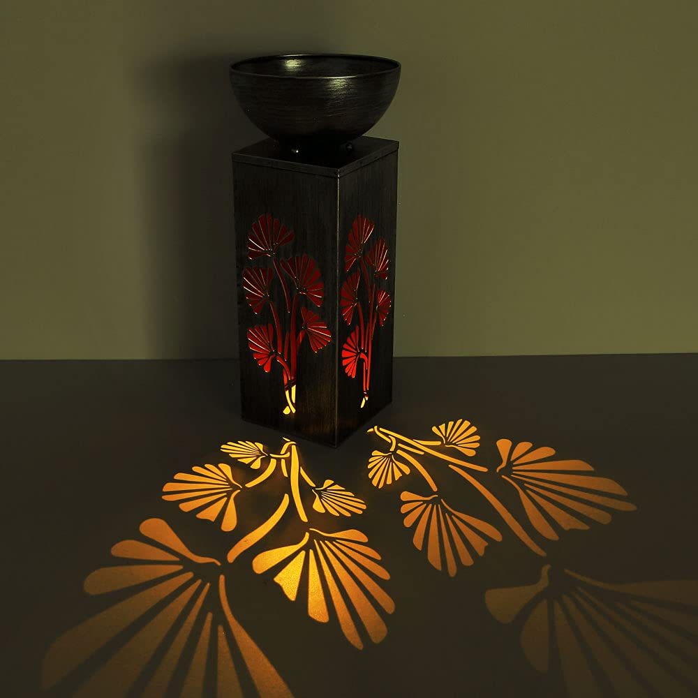 Dekosäule mit Pflanzschale und Beleuchtung Solar Säulenleuchte Außen Pflanzsäule mit Schale Metall, Lichteffekt, 1x LED warmweiß, H 59 cm, Garten