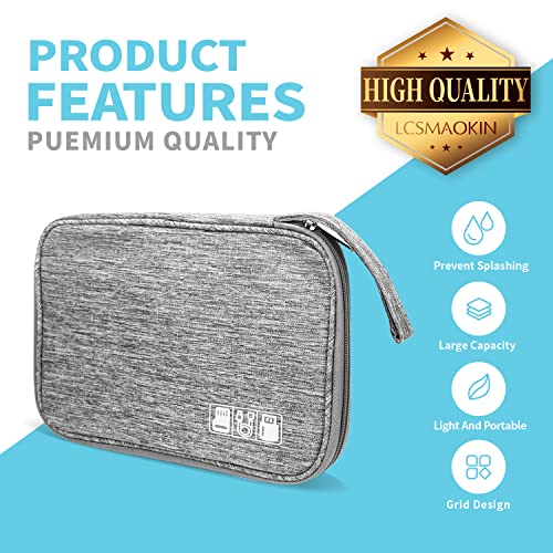 Lcsmaokin Electronics Travel Organizer,Portable Waterproof Electronic Travel Storage Bag For Small Charging Cord Storage,Charger,Small Electronics,Sd Card Etc,For Travel,Business And School -Grey #TOP2