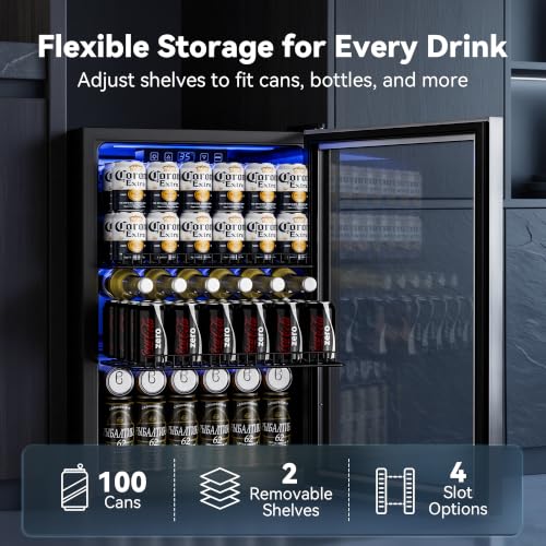 Image of Manastin Beverage Refrigerator Cooler-Mini Fridge Freestanding Cooler with Glass Door, Adjustable Shelves & Digital Temperature Display for Drink, Wine or Beer (Silver, 2.47 Cu.Ft)