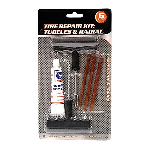6 Pc Tire Repair Kit Tubeless Flat Tire Patch Car Rasp Plugs Tool Rubber Cement
