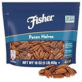 Fisher Chef's Naturals Pecan Halves 1 Lb Resealable Bag, Unsalted Raw Nuts for Cooking, Baking & Snacking, Vegan Protein, Keto Snack, Healthy Snacks for Adults,Gluten Free Raw Pecans Halves