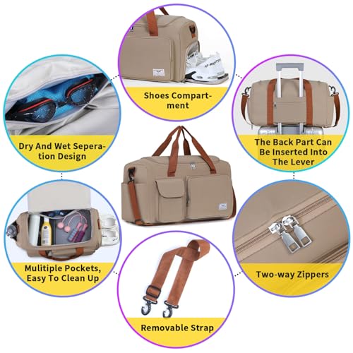 Image of FIORETTO Women's Gym Duffle Bag with Shoes Compartment, 30L Capacity, Ideal for Travel, Gym, Sports, Duffel, Weekender