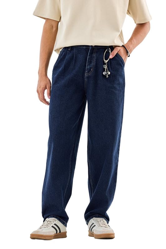 snitch Men Denim Jeans | Relaxed Fit Straight Leg Mid Rise | Durable Cotton Blend with Smooth Texture & Turned-Up Cuffs | Casual Wear for All Seasons-picture-22