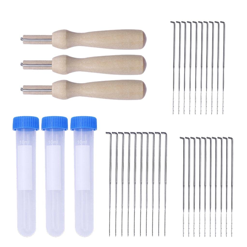 Club Bollywood®30Pack Wool Fibers Felting Needles with Wood Handle 3 Storage Bottle 3 Sizes|Crafts | Needlecrafts & Yarn |1 Set Wool Felting Needles Tools-image-4
