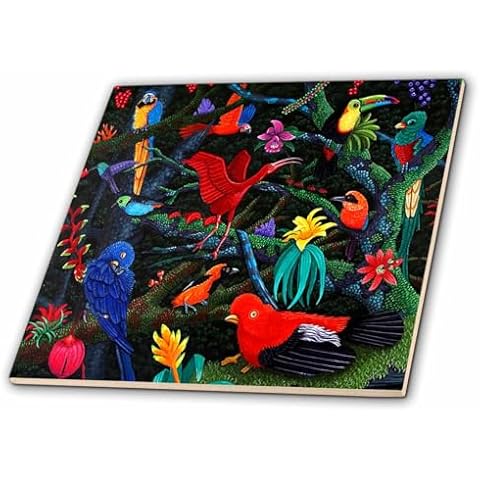 3dRose Rainforest Birds Tile Cover