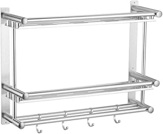 SDSPKX Portasciugamani da Parete Doppio Alluminio Spaziale, Appendi Asciugamani Bagno con Gancio, per Bagno Cucina Camera da Letto Accessori Bagno