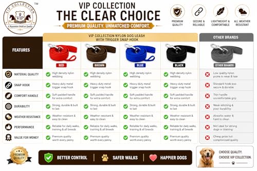 Image of VIP Collection Nylon Dog Leash with Trigger Snap Hook, Length 5 Feet