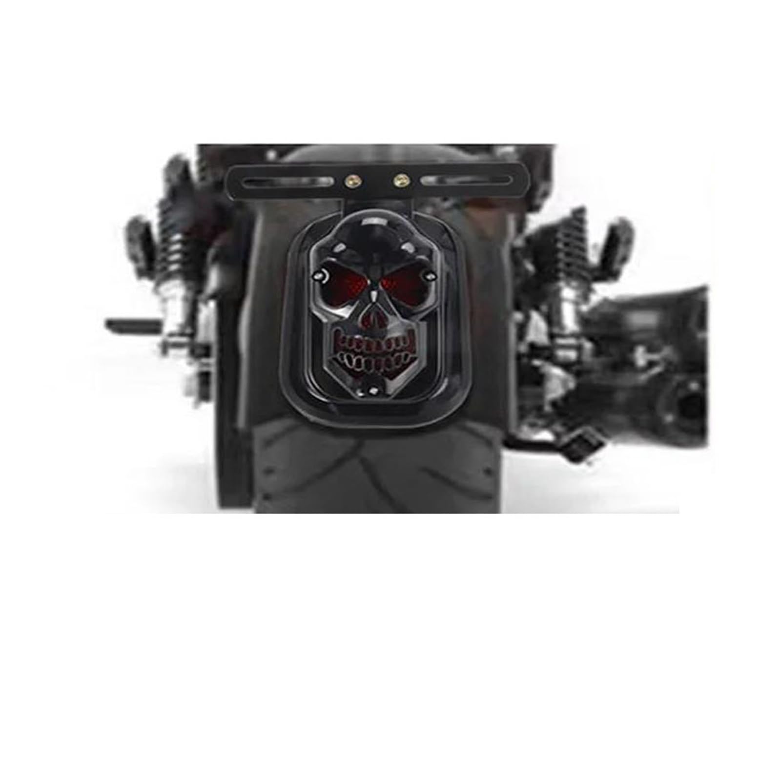 Moto Luce Luce Posteriore Per Motocicletta Con Teschio, Luce Freno, Targa, Per Suzuki Chopper, Per Cafe Racer, Fanale Posteriore Per Moto(Black)