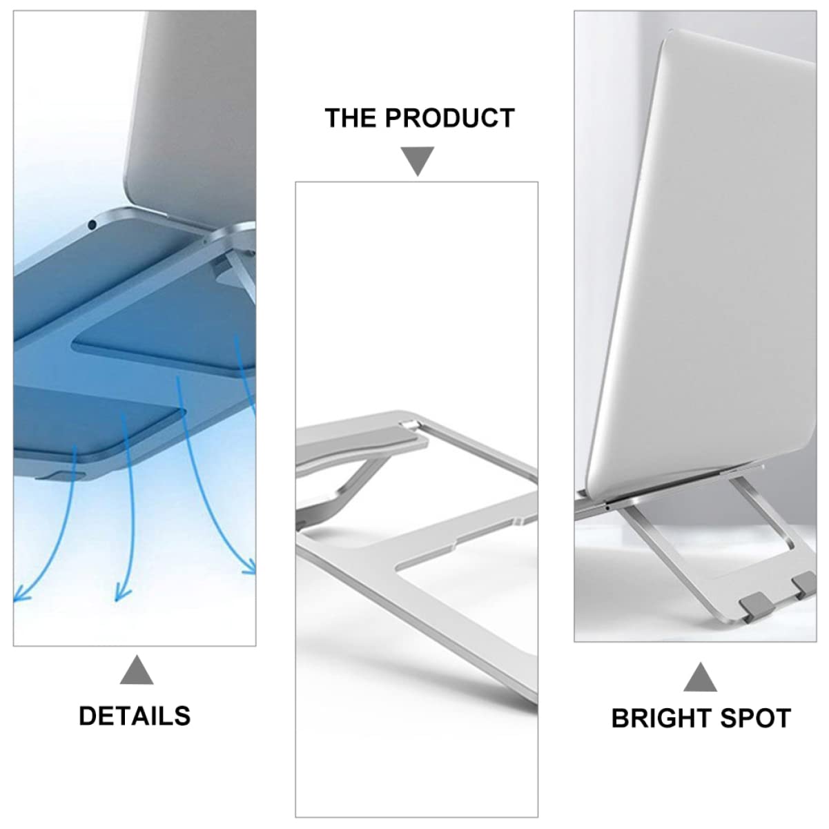 Supporto Pieghevole Per Laptop Lega Di Alluminio Supporto Ergonomico Per Notebook Ventilato e Multifunzione Ottimo Per Scrivania e Riduzione Del Cervicale