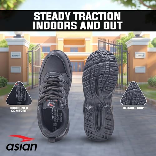 Image of ASIAN Expo-31 Lace School Shoes for Kids | Comfortable School Shoes for Boys & Girls with Soft Cushioning, Durable Upper, Secure Lace Fit & Steady Grip Sole