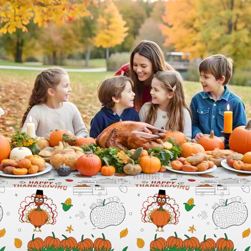 Happy Thanksgiving Coloring Tablecloth for Kids Giant Thanksgiving Paper Activity Table Co - image 7