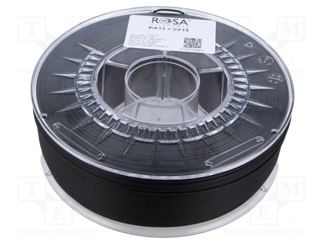 ROSA3D PA12 + CF15 Filament 1.75 mm für 3D Drucker, Schwarz Spule 1kg