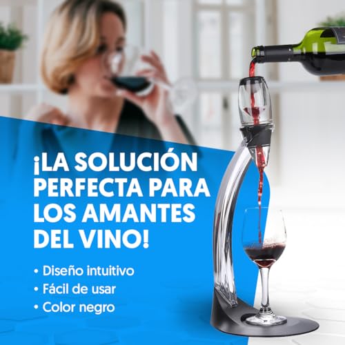 Miniatura 3 de Nk Set De Decantador De Vino Soporte - Aireador De Vino Con Filtrado, Material Acrílico, Filtro Incorporado, Incluye Soporte Para Copa De Vino Y Bolsa De Tela, Altura De 41 Cm, Color Negro