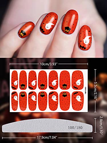 EBANKU 12 Blatt Halloween Nagelsticker, Full Wraps Nagellack Aufkleber, Nagelkunst Sticker, Selbstklebende Nagelfolie, Nail Art Aufkleber Mode DIY Dekoration Nagelsticker – Bild 4