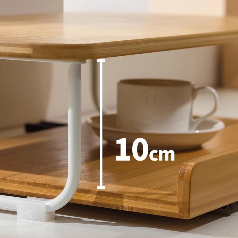 Ausziehbare Küchenablage aus Bambus, 66 cm, Schubladenregal für Mikrowelle, Gewürzregal, Aufbewahrungslösung, natürliche Farbe, verstellbares Speisekammerregal