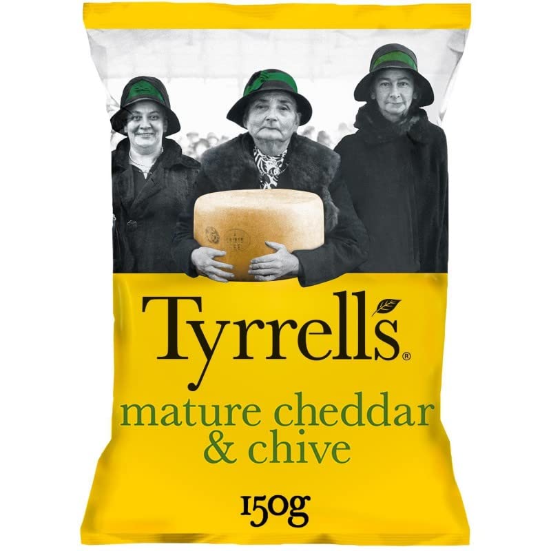 Chips Tyrrell's au Cheddar Affiné et Ciboulette, 150g - Gourmet et Croquantes pour Vos Apéritifs Chic - Craquez Maintenant! - Le Lot De 3