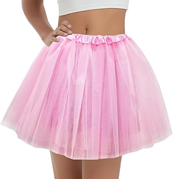 Women's 5-Layer Tulle Tutu Skirt, Adult Dance Ballet Tulle Dress,Teens Halloween Cosplay Running Tutu
