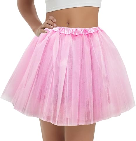 Women's 5-Layer Tulle Tutu Skirt, Adult Dance Ballet Tulle Dress,Teens Halloween Cosplay Running Tutu