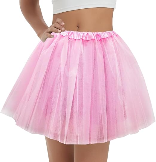 Women's 5-Layer Tulle Tutu Skirt, Adult Dance Ballet Tulle Dress,Teens Halloween Cosplay Running Tutu