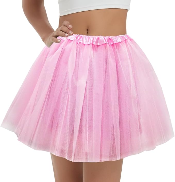 Women's 5-Layer Tulle Tutu Skirt, Adult Dance Ballet Tulle Dress,Teens Halloween Cosplay Running Tutu