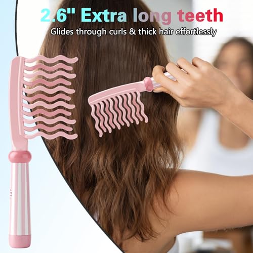 Peine de Dientes Anchos para Cabello Rizado Rosa miniatura 4
