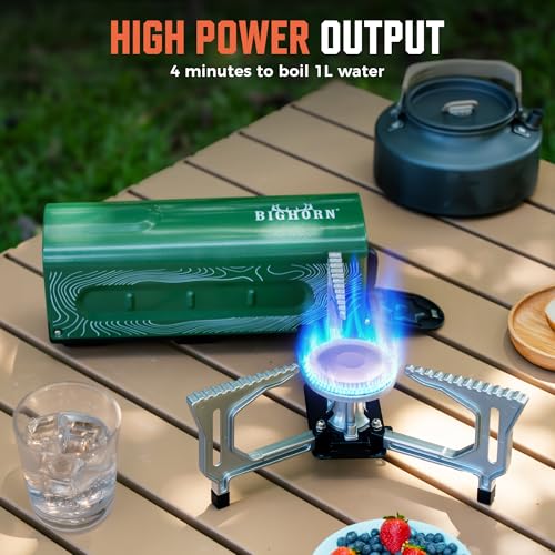 BIG HORN OUTDOORS Butane Camping Stove, Portable Folding Gas Burner with Carry Bag for Camping, Emergency Use and Outdoor Cooking - Image 4