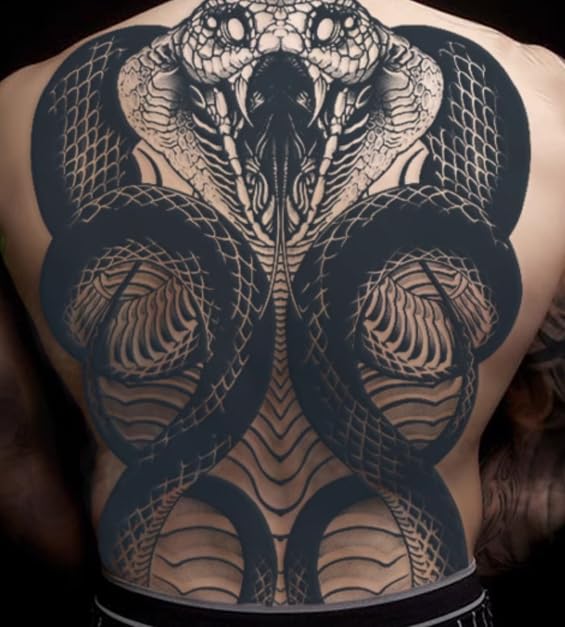 Cobra Full Back Tattoo Stickers Waterproof Long-Lasting Herbal