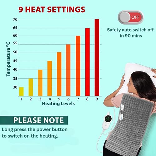 Image of Large Heating Pad for Back Pain, period cramps, knee pain relief, shoulder pain, legs /plus size orthopedic dynamic heater for therapy, hot electric Heating pad for pain relief