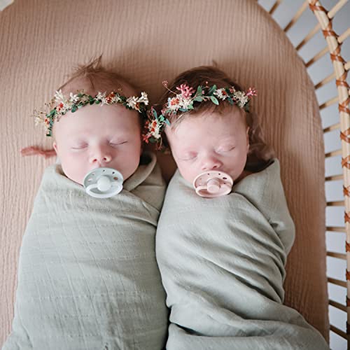 Image of mushie Muslin Baby Swaddle Blanket | 100% Organic Cotton (Sage)
