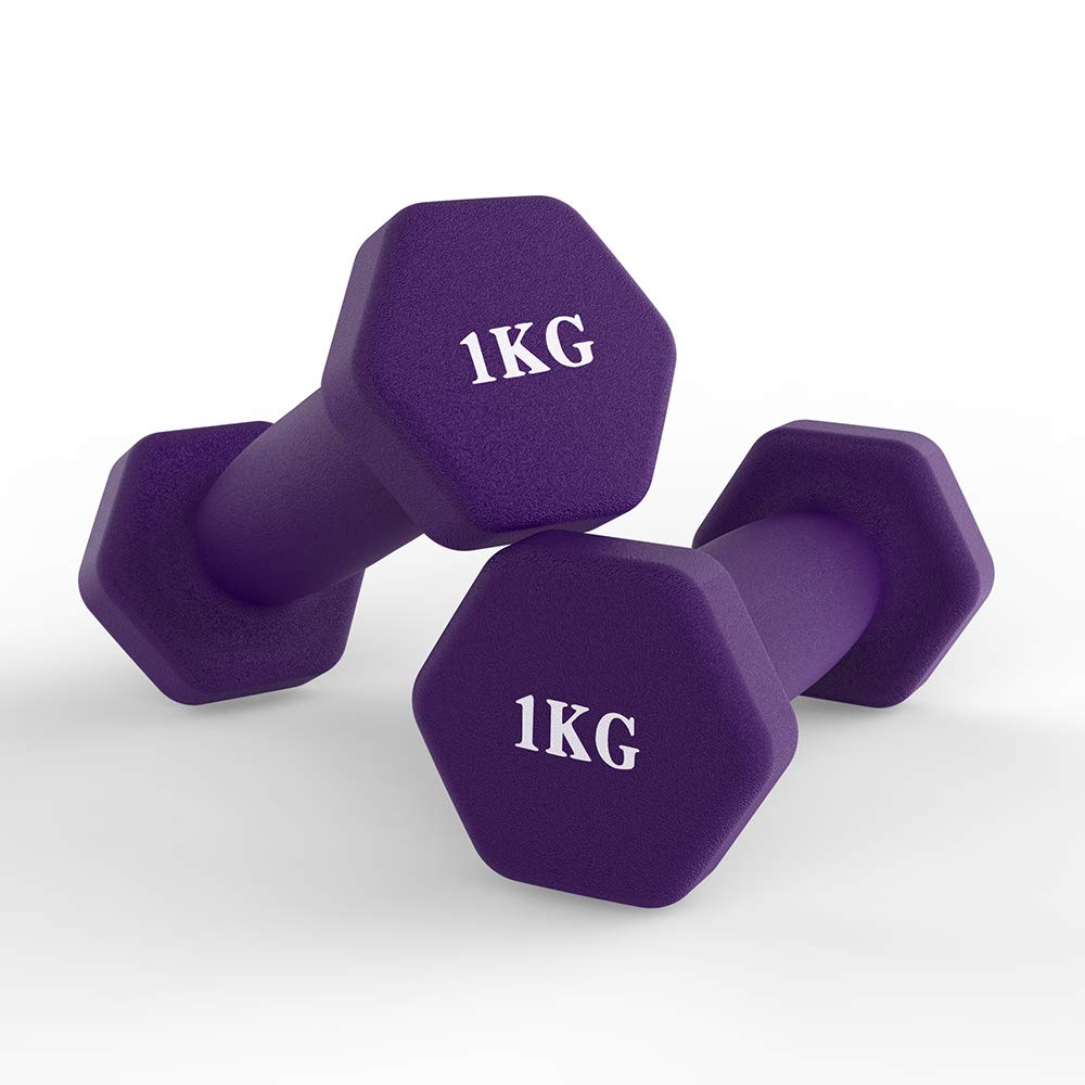 Hantle neoprenowe waga dom siłownia fitness hantle - zestaw 2 hantli - (fioletowy 1 kg)