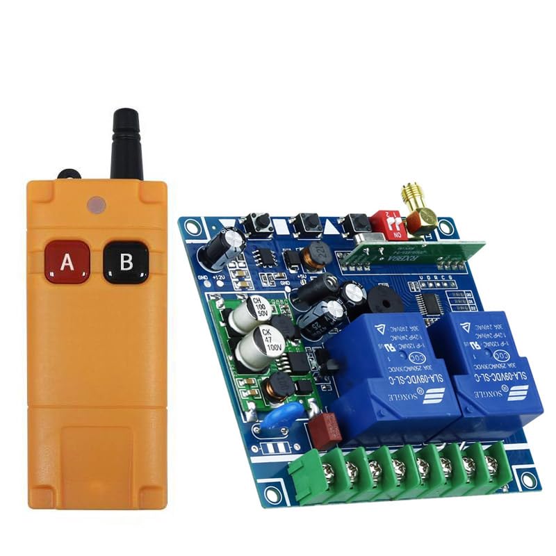50 – 200 m Smart Home DC 12 V 24 V 48 V 30 A Relé de 2 canales RF mando a distancia receptor transmisor 433 MHz para puerta de garaje (1RF)