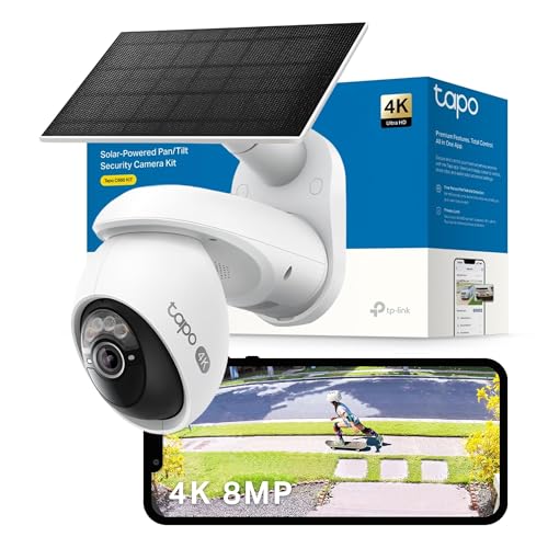 Tapo C660 KIT 4K 8MP Solar-Powered Pan/Tilt Security Camera, Starlight Color Night Vision, 360° AI Tracking Outdoor Camera, Solar Charging, Two-Way Audio, 2.4&5 GHz Connection, Works with Alexa&Google