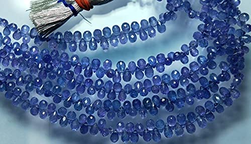 Tanzanite bleue naturelle en perle goutte facettée de 5mm 6mm 7mm pour artisanat