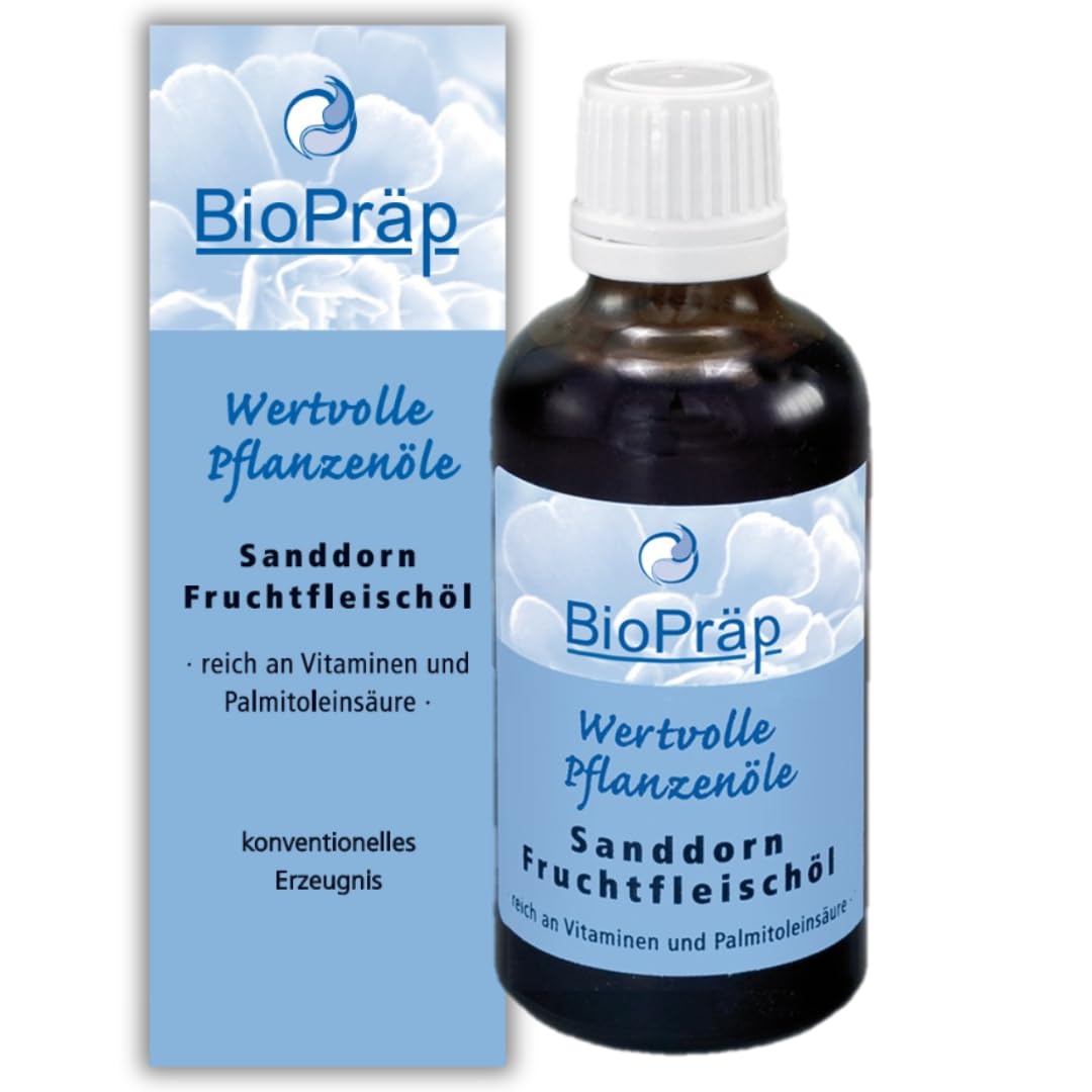BioPräp Sanddorn Fruchtfleischöl, 50 ml – vegan, kaltgepresst, hergestellt in Deutschland, zertifizierte Produktion