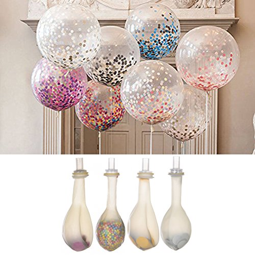 Hjuns  Juego de 20 globos decorativos con confeti multicolor de 30,5 cm de helio y látex con forma de pera, globo transparente de poliestireno para fiestas de cumpleaños o bodas