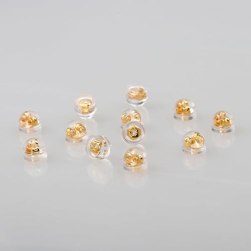 Miniatura 2 de Parte trasera de silicona de oro de 18 quilates, repuesto para aretes, parte trasera de goma para tachuelas, no irrita, hipoalergénica, suave,