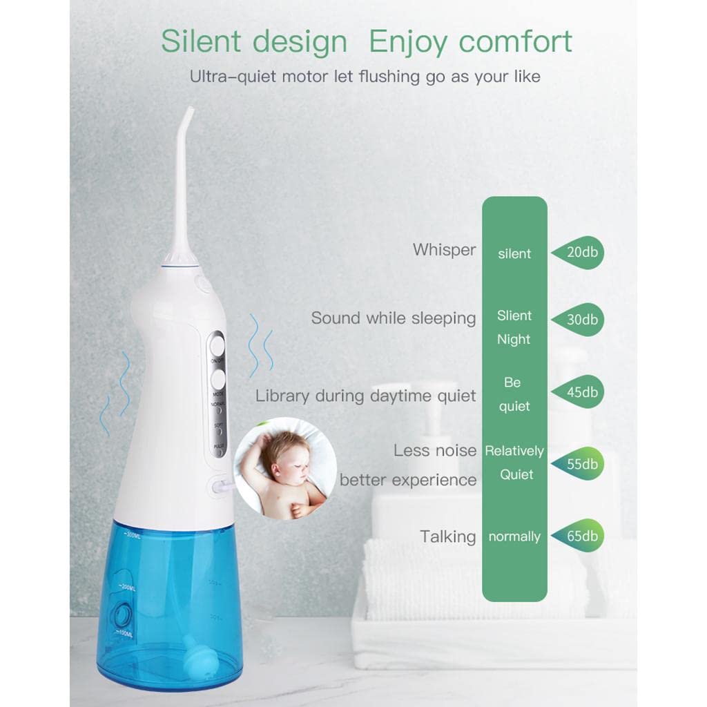 Jojomis Flosser ad acqua senza fili 300 ml USB ricaricabile e portatile Irrigatore orale con custodia per viaggi 3 modalità IPX7 impermeabile filo interdentale - Irrigatore orale