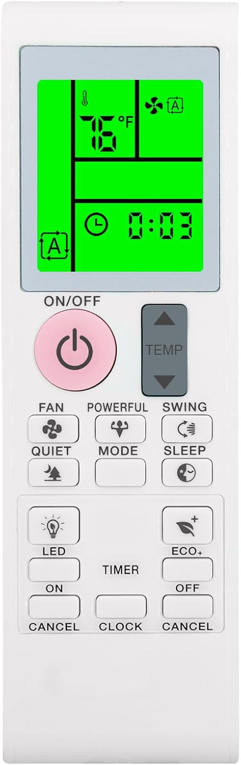 Replacement Remote Control for DAIKIN GoodmanAC Air Conditioner FTXNG09AXVJU, FTXNG12AXVJU, FTXNG18AXVJU, 2549253, with Backlit, Wall Mounting Bracket