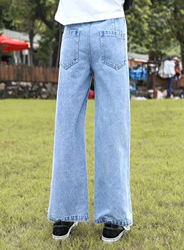 Betusline Girls' Split Wide Leg Baggy Jeans, 3-13 Years3