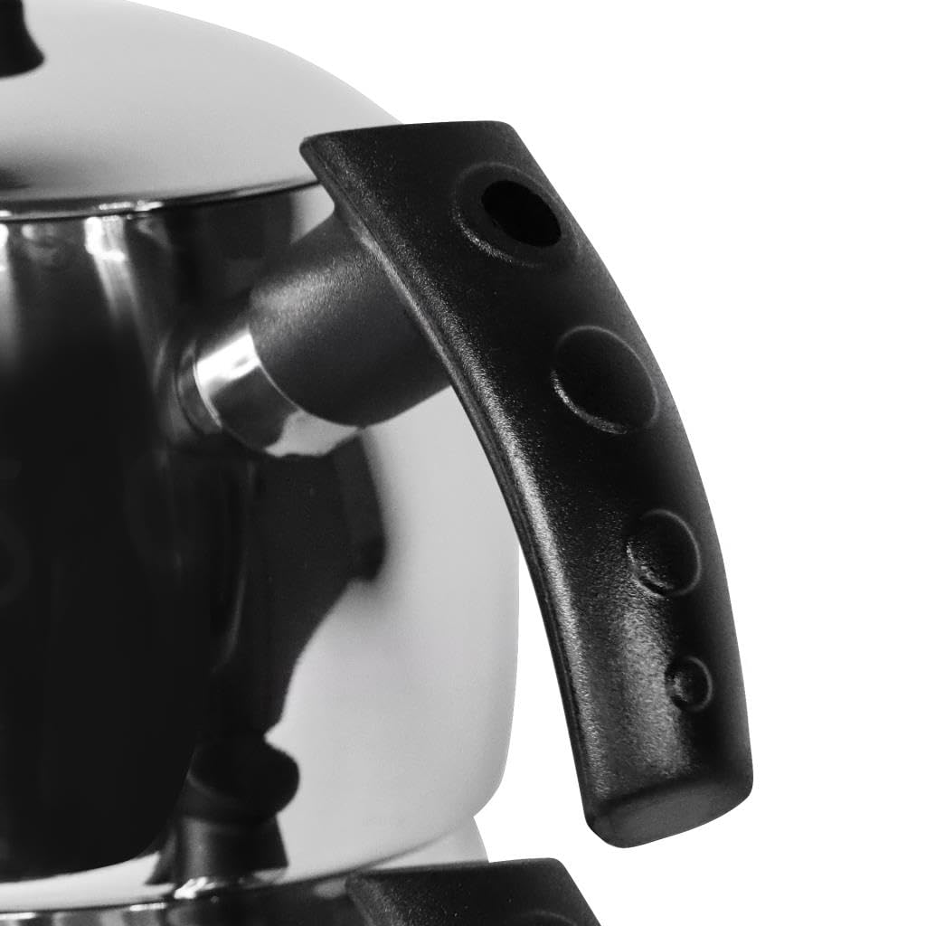 Serenk Modernist - Teiera turca in acciaio inox, Caydanlik, teiera 1 l, coperchio della teiera 1,5 l, manico nero, made in Türkiye