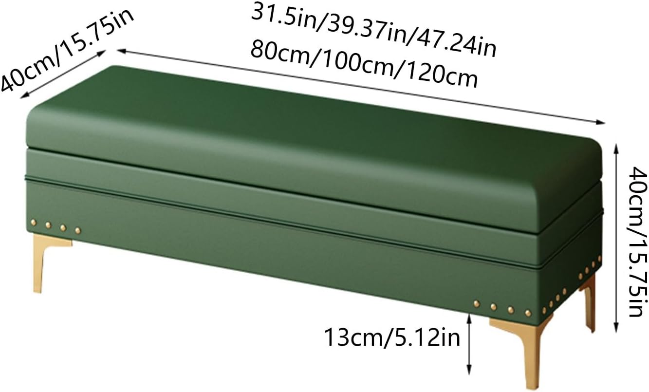 Window Bench Storage Bench Padded with Studded Trim | Ottoman with Storage for Living Room and Bedroom | Home Furniture Decorative End Benches (Pink, 100 x 40 x 40 cm)